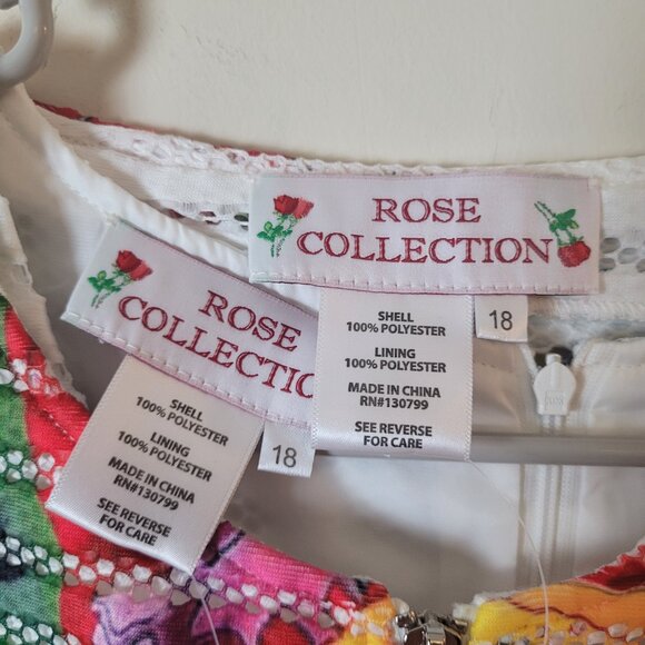 Rose Collection Dress & Jacket Womens 18 white Bright pop mesh A-line midi RC192 - Picture 11 of 16